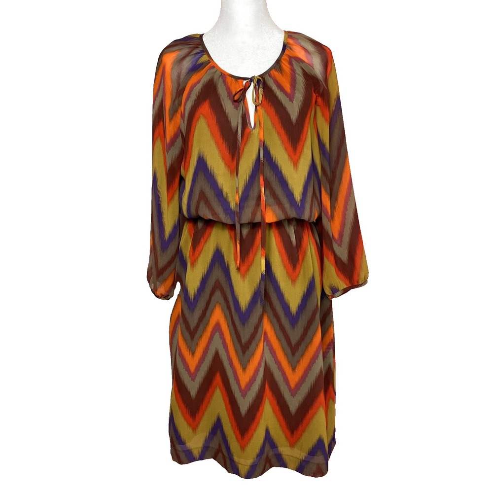 Banana‎ Republic Womens Size 8 Dress Orange Purple Western Chiffon Boho Peasant
